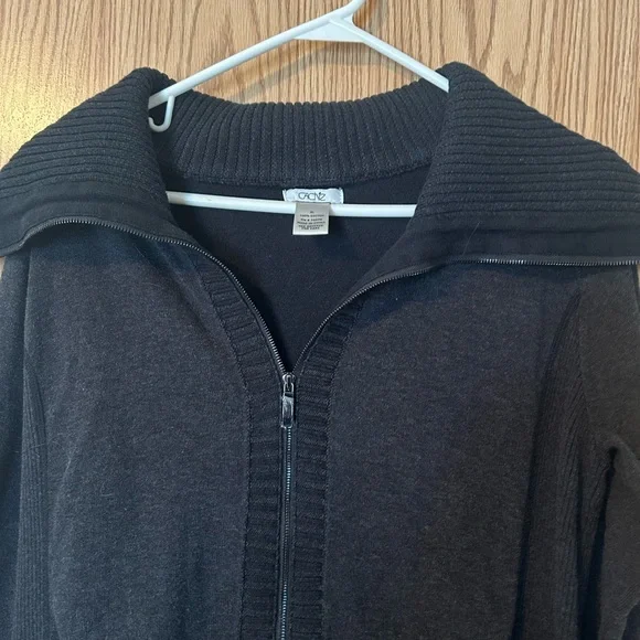 Cache Black Ribbed Collar Jacket XL - Picture 3 of 14